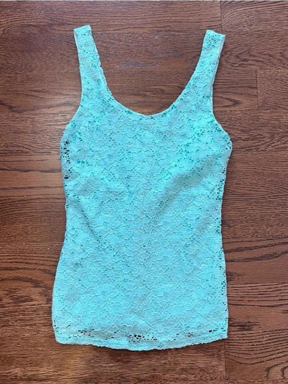 y2k teal floral lace tank small